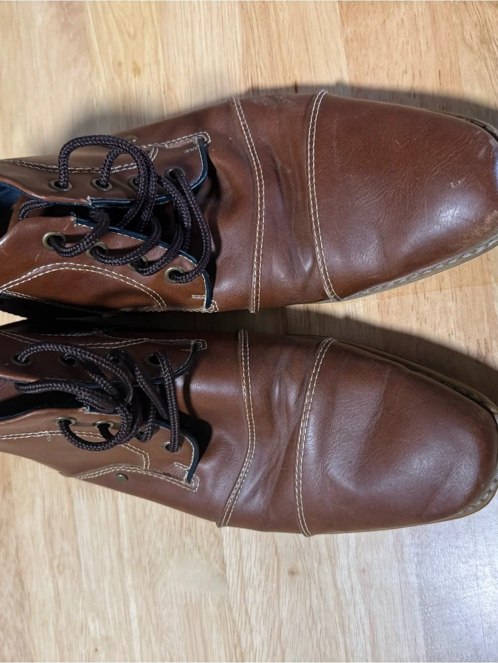 Apt. 9 Men’s Brown Cap Toe Lace Up Ankle Boots Side Zip Size 9